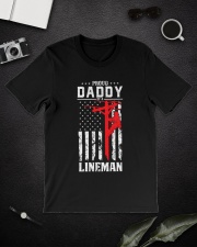Proud Daddy of A Lineman Red Line American Flag Classic T-Shirt lifestyle-mens-crewneck-front-16