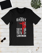 Proud Daddy of A Lineman Red Line American Flag Classic T-Shirt lifestyle-mens-crewneck-front-17