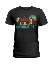 Retro Fishing Reel Cool Bosnian Dad Ladies T-Shirt tile