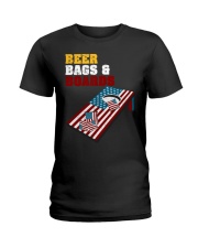 Beer Bags and Boards Cornhole Flag Ladies T-Shirt tile