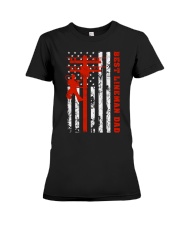 Best Lineman Dad American Flag Premium Fit Ladies Tee tile