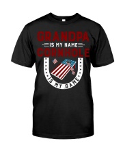 Grandpa is my name cornhole is my game Premium Fit Mens Tee tile