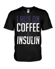 I Run On Coffee And Insulin Diabetes Tee shirts V-Neck T-Shirt thumbnail
