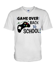 back to school game over V-Neck T-Shirt tile