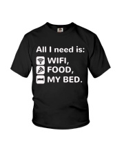 All-I-Need-Is-Wifi-Food-My-Bed-Funny Youth T-Shirt thumbnail