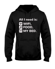 All-I-Need-Is-Wifi-Food-My-Bed-Funny Hooded Sweatshirt thumbnail