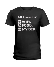 All-I-Need-Is-Wifi-Food-My-Bed-Funny Ladies T-Shirt thumbnail