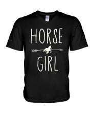 Horse Girl shirt girls V-Neck T-Shirt tile