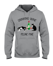 Drinking wine feline fine Hooded Sweatshirt thumbnail