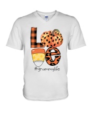 Grammy life Love halloween V-Neck T-Shirt tile