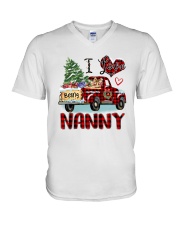 I love being a Nanny truck red xmas V-Neck T-Shirt tile