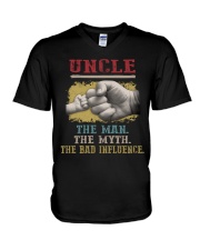 Uncle the man the myth the bad influence 66 V-Neck T-Shirt tile
