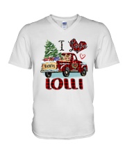 I love being a Lolli truck red xmas V-Neck T-Shirt tile