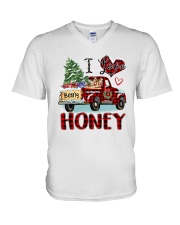 I love being a Honey truck red xmas V-Neck T-Shirt tile