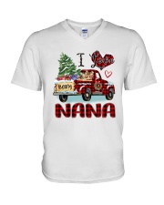 I love being a nana truck red xmas V-Neck T-Shirt tile