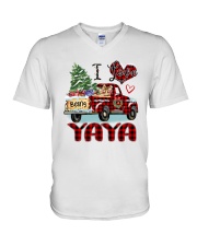 I love being a Yaya truck red xmas V-Neck T-Shirt tile