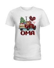 I love being a Oma truck red xmas Ladies T-Shirt tile