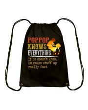 Poppop know everything new rv3 Drawstring Bag tile