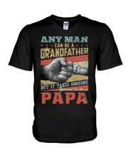 Any man can be a grandfather - Papa V-Neck T-Shirt tile