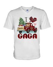 I love being a Gaga truck red xmas V-Neck T-Shirt tile