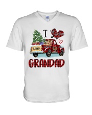 I love being a grandad truck red xmas V-Neck T-Shirt tile