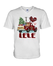 I love being a Lele truck red xmas V-Neck T-Shirt tile
