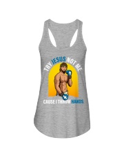 boxing jesus try jesus not me lqt lbs Ladies Flowy Tank tile