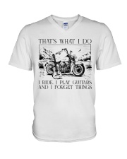 motorcycles guitars forget things lqt pml V-Neck T-Shirt tile