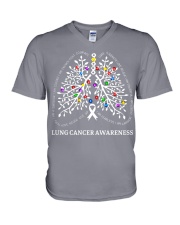 lung cance-r light lqt lbs V-Neck T-Shirt tile