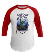 bigfoot skiing party lqt pml Baseball Tee tile