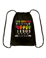 sign language jesus heart lqt pml Drawstring Bag tile