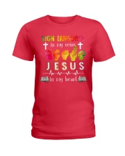 sign language jesus heart lqt pml Ladies T-Shirt tile