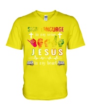 sign language jesus heart lqt pml V-Neck T-Shirt tile