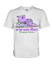 fibromyalgi-a dragon-hug-ribbon lqt lbs V-Neck T-Shirt tile