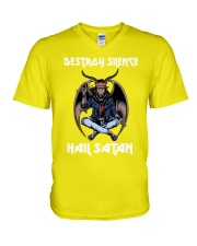 satan drum destroy-silence lqt pml V-Neck T-Shirt tile