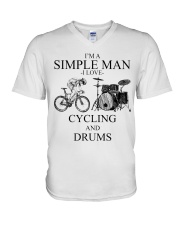 cycling and drums simple man lqt pml V-Neck T-Shirt tile