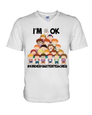 Kindergarten-Teacher-ok-lqt-nna V-Neck T-Shirt tile