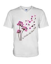 breas-t cance-r dandelion october pink lqt pml V-Neck T-Shirt tile