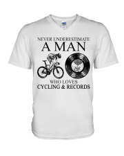 man cycling-vinyl-records lqt pml V-Neck T-Shirt tile