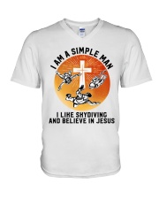 skydiving-jesus-man-simple-lqt-nna V-Neck T-Shirt tile