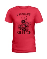 drummer destroy silence lqt lbs Ladies T-Shirt tile