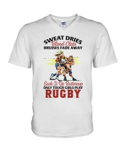 rugby girl suck it up lqt pml V-Neck T-Shirt tile