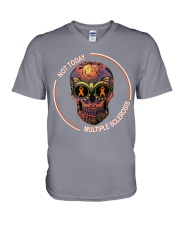 Not-today-multipl-sclerosi skull lqt pml V-Neck T-Shirt tile