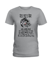 dirt track racing girl tattoo lqt pml Ladies T-Shirt tile