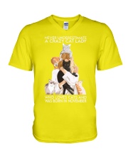 Crazy Cat Lady November mug V-Neck T-Shirt tile