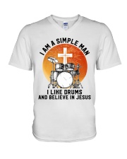 drums-jesus-man-simple-lqt-nna V-Neck T-Shirt tile