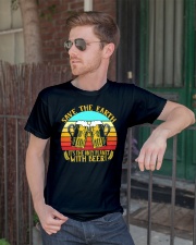 Save The Earth Its The Only Planet With Beer Classic T-Shirt lifestyle-mens-crewneck-front-2