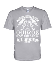 QUIROZ - Veins Name Shirts V-Neck T-Shirt thumbnail