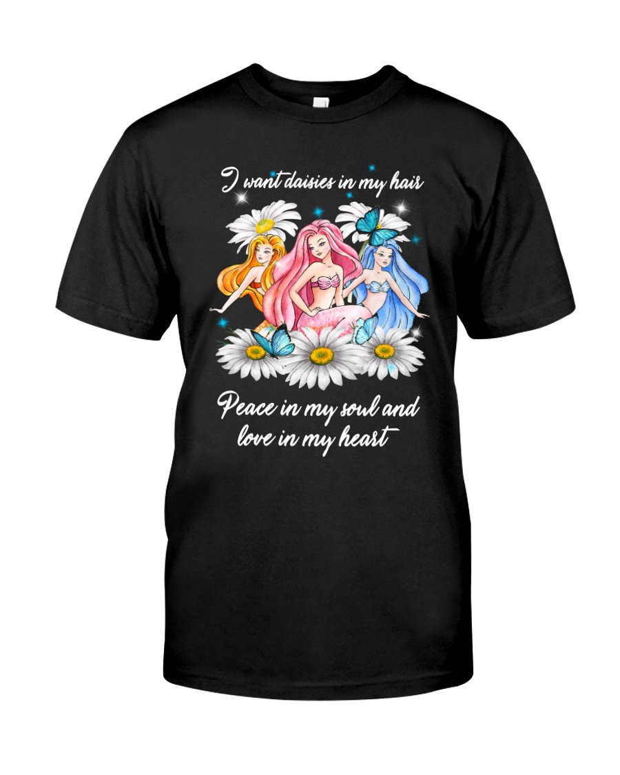Mermaid Daisy Peace Love T5TE Classic T-Shirt