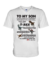 Family - To My Son T-rex V-Neck T-Shirt thumbnail